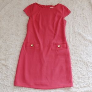 Eliza J Cap Sleeve Coral Sheath Dress 4